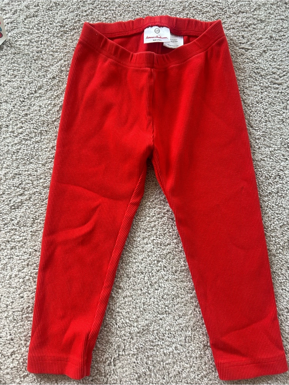 Hanna Andersson Bright Red Ribbed Kids Leggings